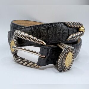 Brighton Museum Collection Western Rope Buckle Leather Belt Small